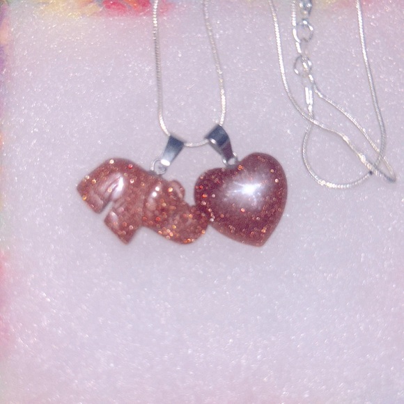 Boho Hippie Goldstone Crystal heart & Goldstone Elephant 🐘 16” Silver … - Picture 5 of 6